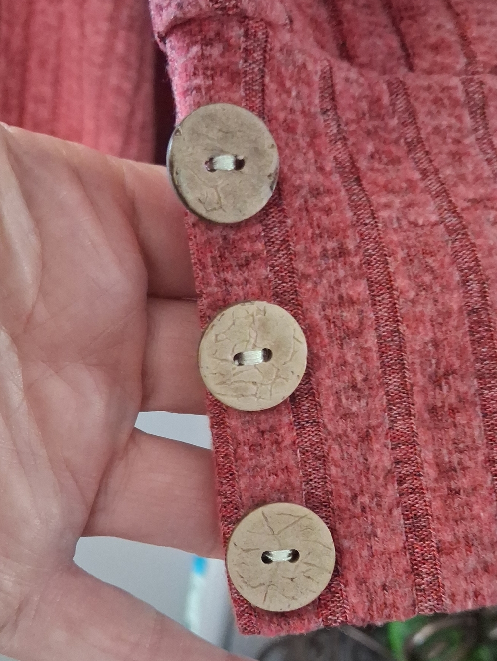 Women's V-Neck Ribbed Pullover Sweater - Rust Color - Picture 3 of 5